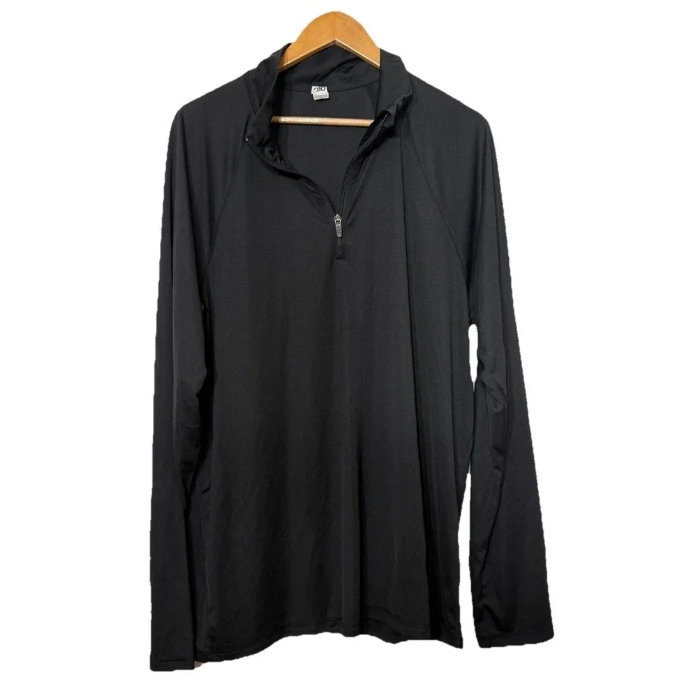 Alo Yoga Mens 1/4 Zip Pullover Black Performance Long Sleeve XL Athleisure Logo